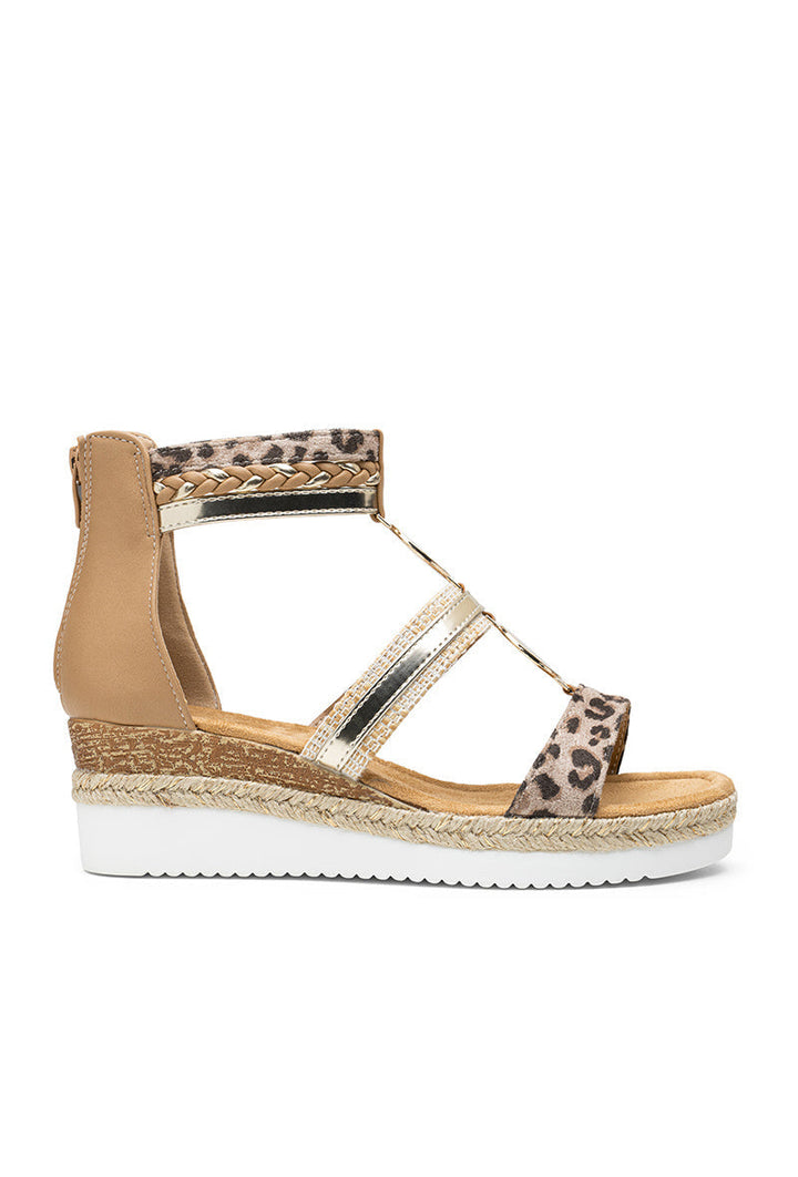 Delyth | Leopard Wedge Sandal