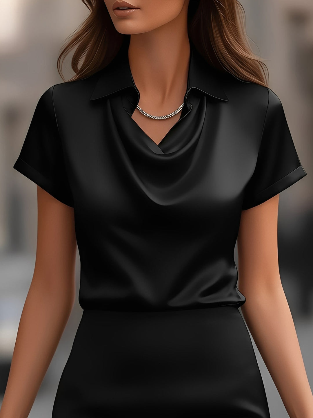 Lulu | Draped Collar Satin Blouse