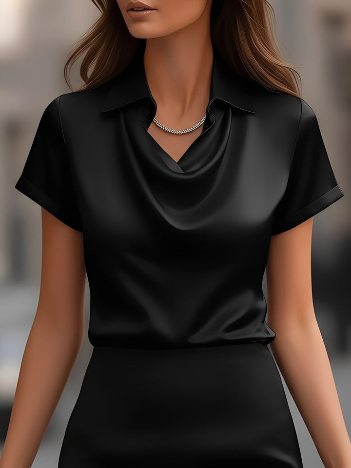 Lulu | Draped Collar Satin Blouse