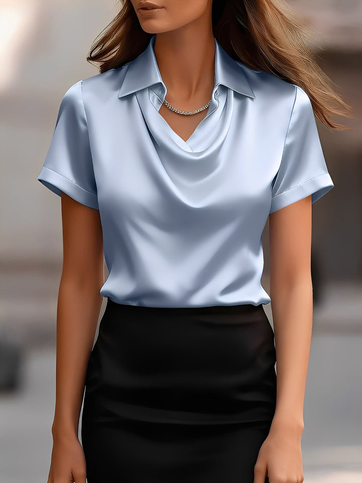 Lulu | Draped Collar Satin Blouse