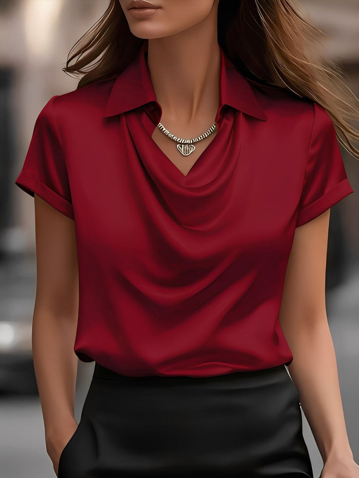 Lulu | Draped Collar Satin Blouse