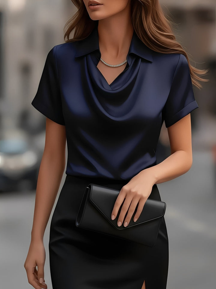 Lulu | Draped Collar Satin Blouse