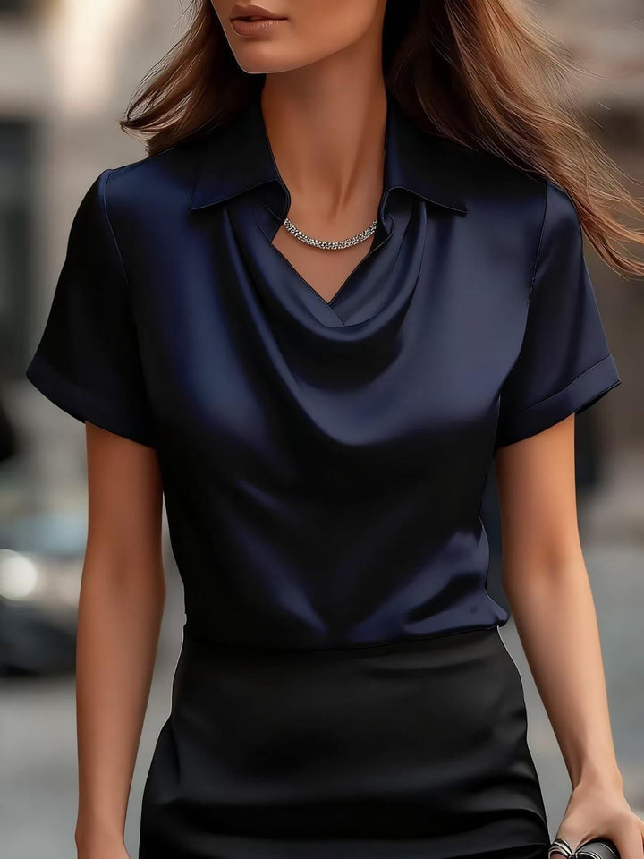 Lulu | Draped Collar Satin Blouse