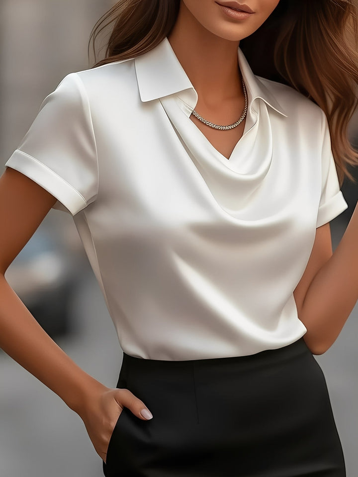 Lulu | Draped Collar Satin Blouse