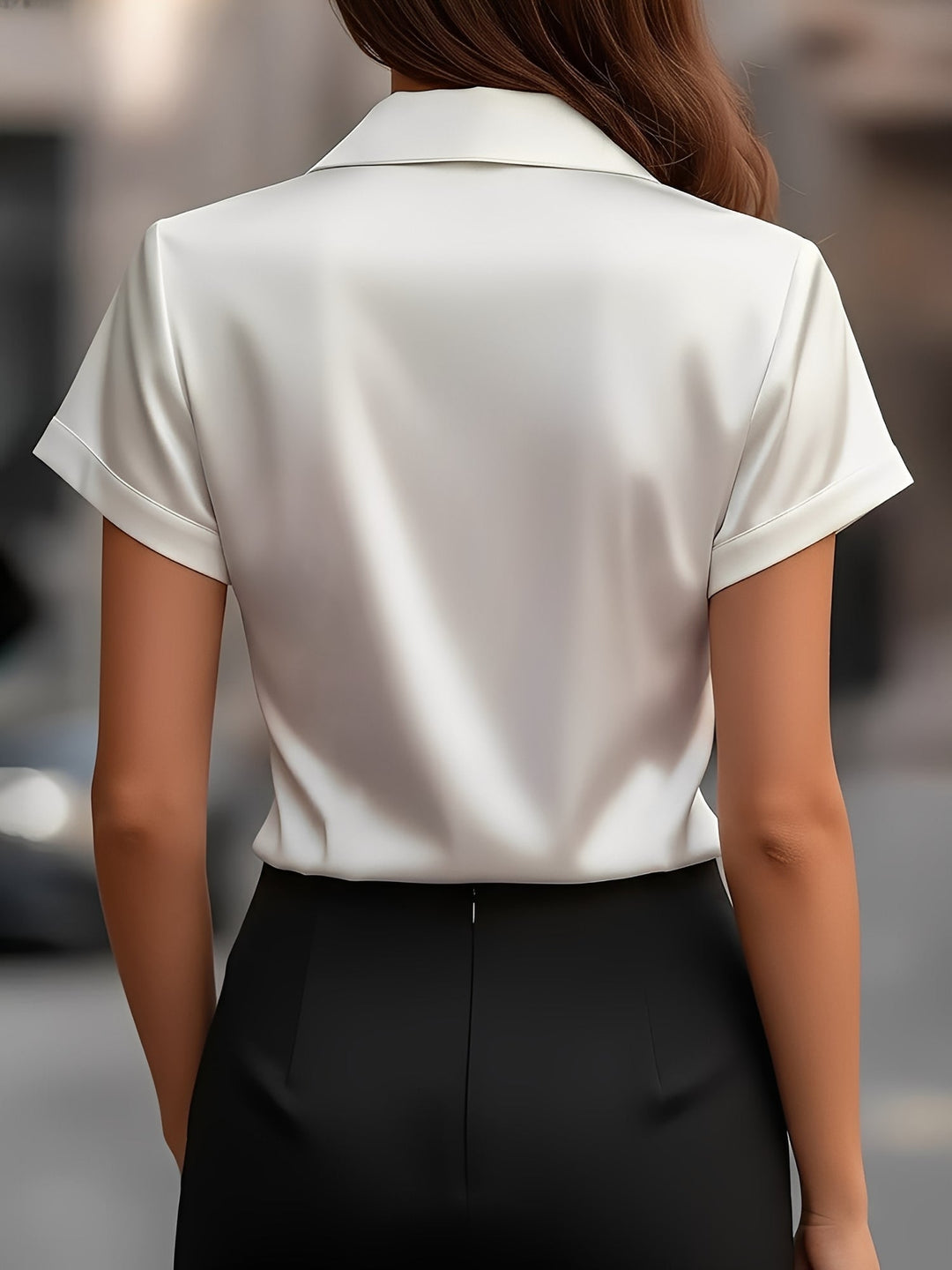 Lulu | Draped Collar Satin Blouse