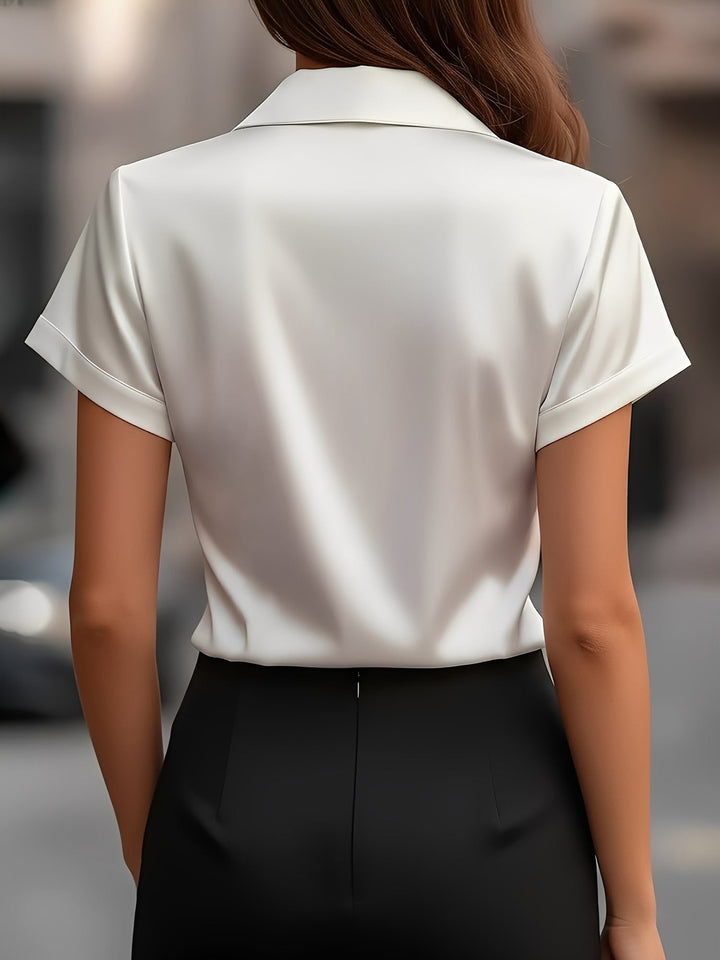 Lulu | Draped Collar Satin Blouse