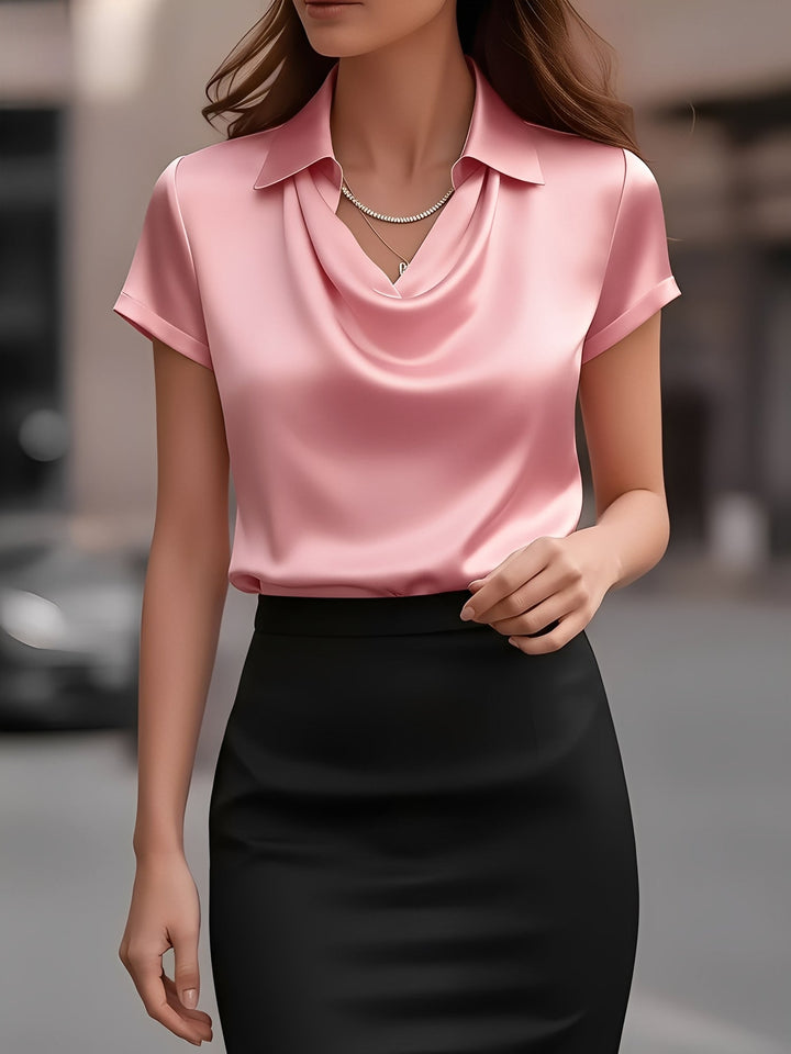 Lulu | Draped Collar Satin Blouse