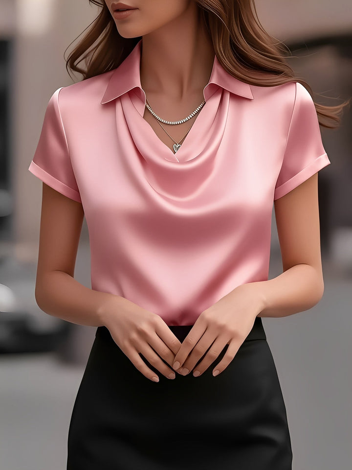 Lulu | Draped Collar Satin Blouse